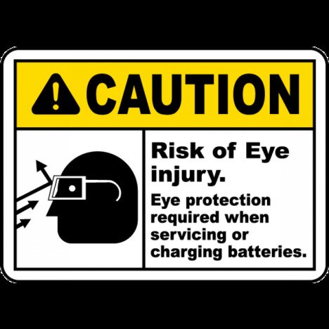 Risk of Eye Injury When Charging Sign