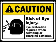 Risk of Eye Injury When Charging Sign